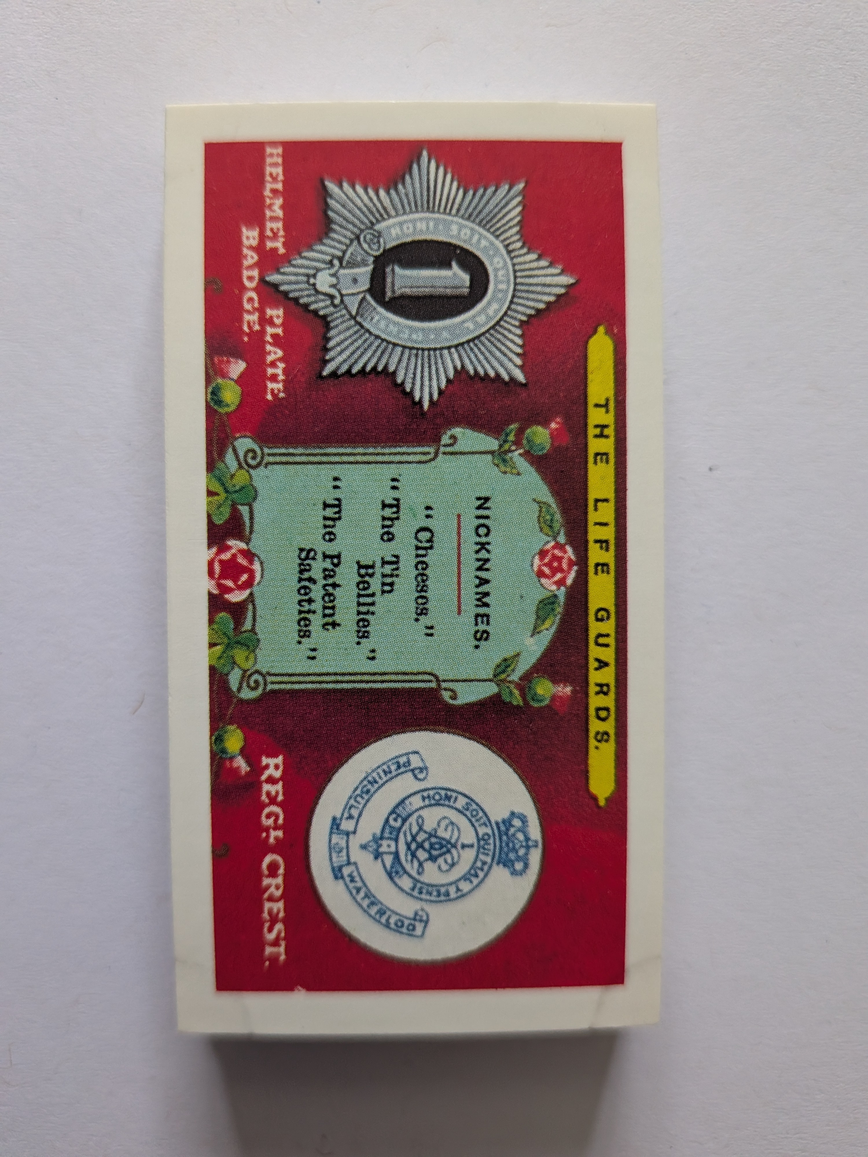 Photo of the front of these Regimental Crests, Nicknames and Collar Badges trade cards
